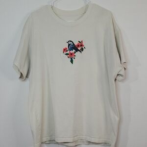 Nike Air Max 90 Embroidered Mens T-Shirt Size Large Cream Bird Graphic Casual